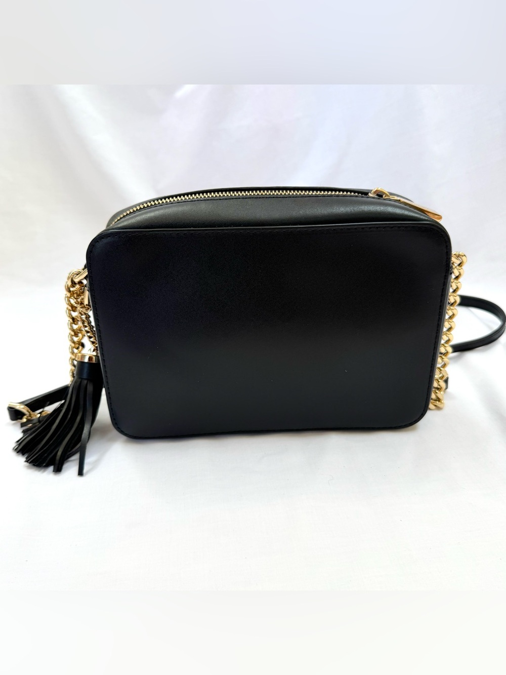 New Michael Kors Ginny Firework Light Up Medium Camera Bag NWT Black Gold - Picture 6 of 9